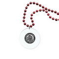 Burgundy Medallion Bead Necklace w/ White Medallion